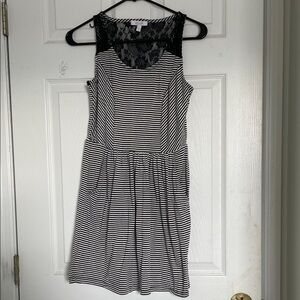 dELiA*s Black and White Striped Midi Dress (with pockets)